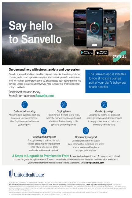 Behavioral Health Sanvello App Member Flier